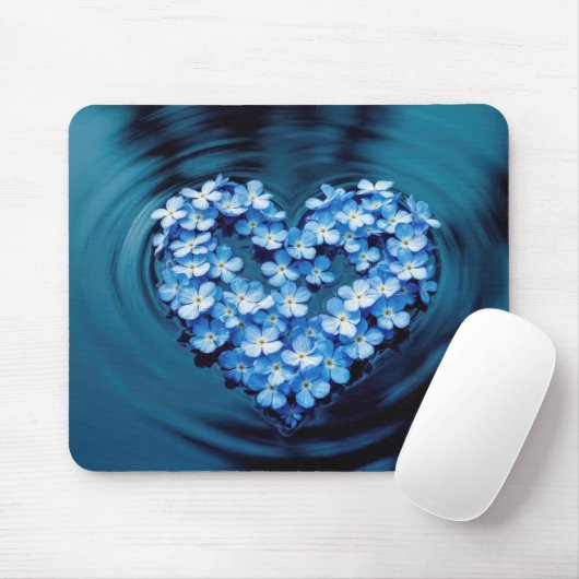 Forget-me-not Floating Heart Petals Muismat (Met muis)