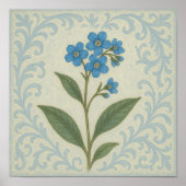 Forget-Me-Not Floral Scroll Square Poster (Voorkant)