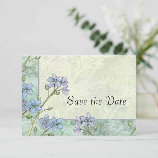 Forget-Me-Not Floral Wedding Save the Date (Staand voorkant)