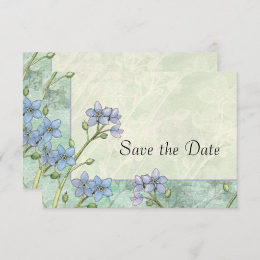 Forget-Me-Not Floral Wedding Save the Date (Voorkant / Achterkant)