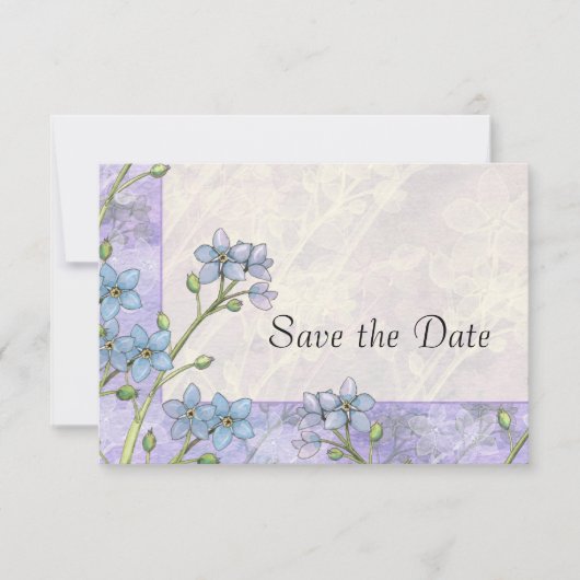 Forget-Me-Not Floral Wedding Save the Date (Voorkant)