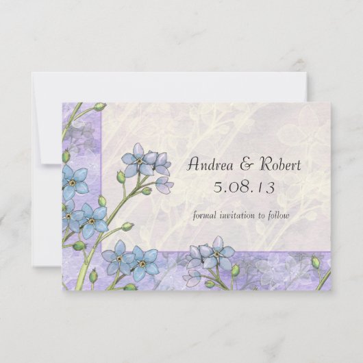 Forget-Me-Not Floral Wedding Save the Date (Achterkant)