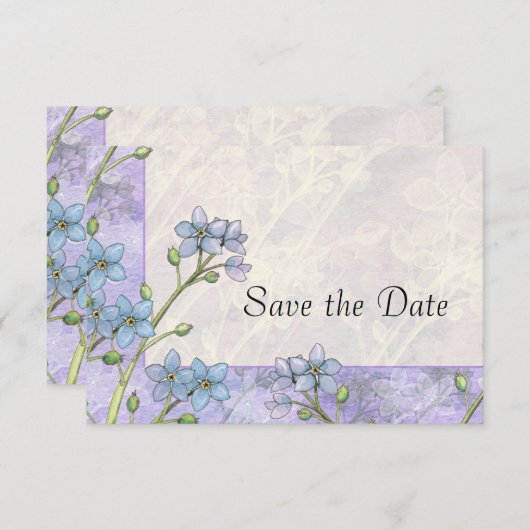 Forget-Me-Not Floral Wedding Save the Date (Voorkant / Achterkant)
