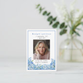 Forget-me-not Flower Memorial Photo Prayer Card Visitekaartje (Staand voorkant)