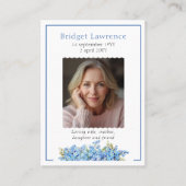 Forget-me-not Flower Memorial Photo Prayer Card Visitekaartje (Voorkant)
