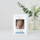 Forget-me-not Flower Memorial Photo Prayer Card Visitekaartje (Staand voorkant)