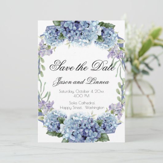 Forget-Me-Not Flowers Waterverf Elegant Script Save The Date (Staand voorkant)