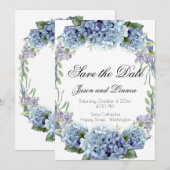 Forget-Me-Not Flowers Waterverf Elegant Script Save The Date (Voorkant / Achterkant)