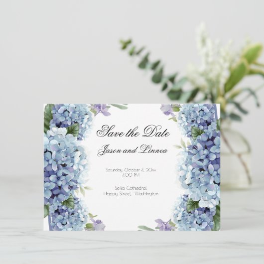 Forget-Me-Not Flowers Waterverf Elegant Script Save The Date (Staand voorkant)