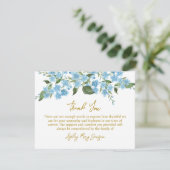 Forget me not Funeral Thank You Card Bereavement Bedankkaart (Staand voorkant)