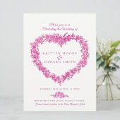 Forget-me-not heart art wedding pink white kaart (Staand voorkant)