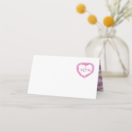 Forget-me-not heart art wedding pink white plaatskaartje (Voorkant)