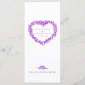 Forget-me-not heart purple white wedding menus menu (Voorkant)