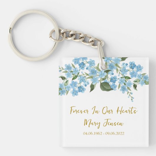 Forget me not Memorial Funeral Photo Keychain (Voorkant)