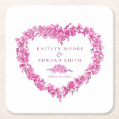 Forget-me-not pink flower heart wreath wedding kartonnen onderzetters (Voorkant)
