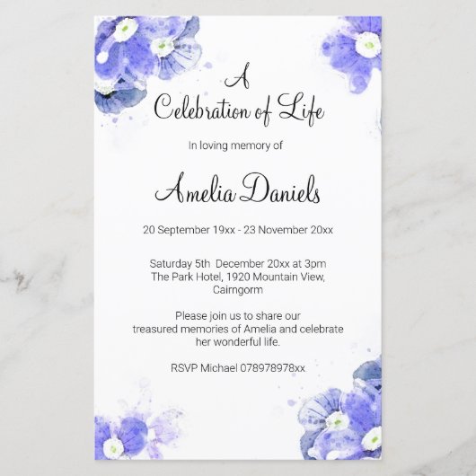 Forget-Me-Not Viering van het Leven (Voorkant)