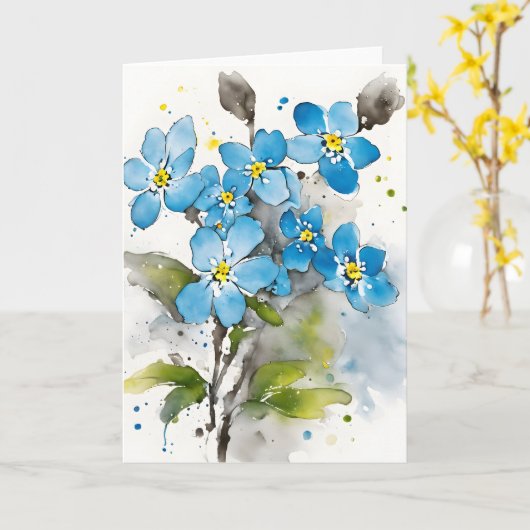 Forget-me-not - Watercolor flowers Kaart (Gele Bloem)