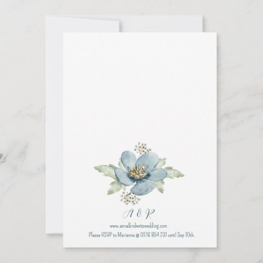 Forget-Me-Not Watercolour Florals Wedding Kaart (Achterkant)