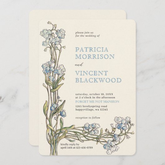  Forget Me Not Wedding Kaart (Voorkant / Achterkant)