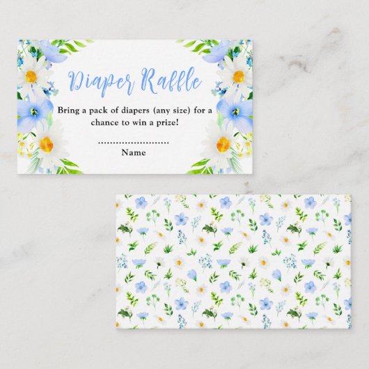 Forget-Me-Nots and Daisies Baby Diaper Raffle Informatiekaartje (Voorkant / Achterkant)