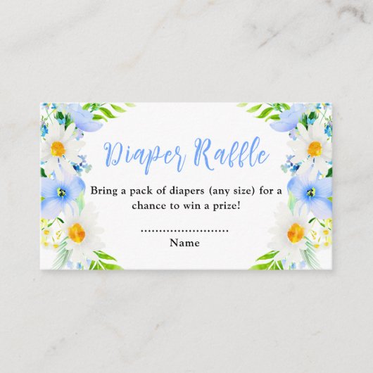 Forget-Me-Nots and Daisies Baby Diaper Raffle Informatiekaartje (Voorkant)