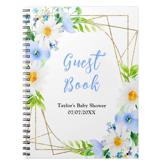 Forget-Me-Nots and Daisies Baby Shower Guest Book Notitieboek (Voorkant)