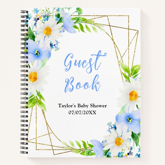 Forget-Me-Nots and Daisies Baby Shower Guest Book Notitieboek (Voorkant)