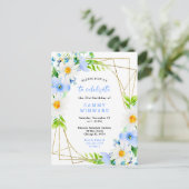 Forget Me Nots and Daisies Birthday Party Briefkaart (Staand voorkant)