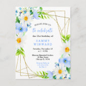 Forget Me Nots and Daisies Birthday Party Briefkaart (Voorkant)