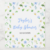 Forget-Me-Nots and Daisies Floral Baby Shower Wijn Etiket (Enkel label)