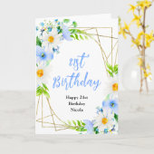 Forget-Me-Nots and Daisies Floral Birthday Kaart (Gele Bloem)