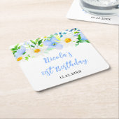 Forget-Me-Nots and Daisies Floral Birthday Kartonnen Onderzetters (Schuin)