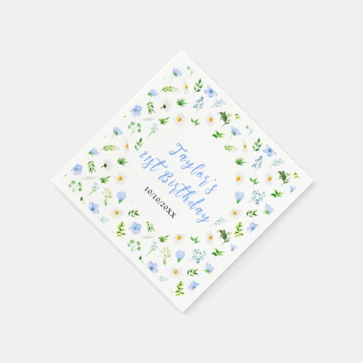Forget-Me-Nots and Daisies Floral Birthday Servet (Hoek)