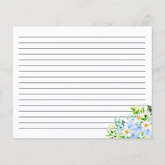 Forget-Me-Nots and Daisies Floral Recipe Card (Achterkant)