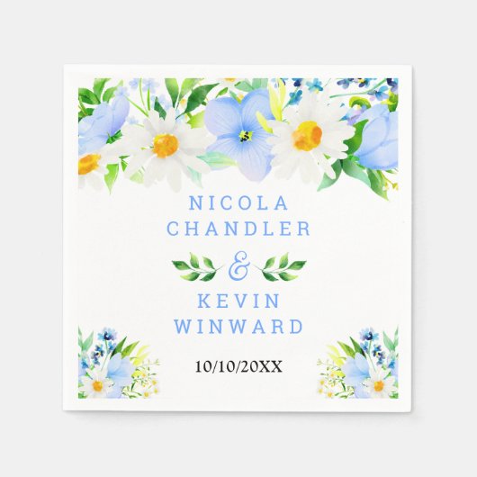 Forget-Me-Nots and Daisies Floral Wedding Servet (Voorkant)