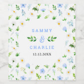 Forget-Me-Nots and Daisies Floral Wedding Wijn Etiket (Enkel label)
