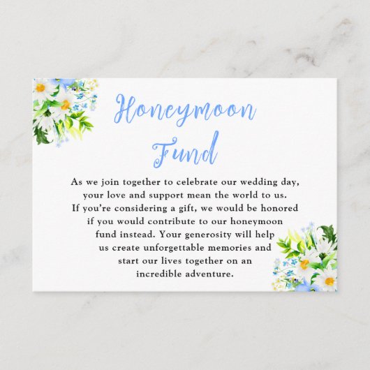 Forget-Me-Nots and Daisies Wedding Honeymoon Fund Informatiekaartje (Voorkant)