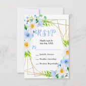 Forget Me Nots and Daisies Wedding RSVP Kaartje (Voorkant)