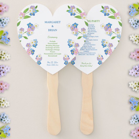 Forget-Me-Nots Blauw & Roze Trouwprogramma Handwaaier