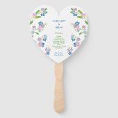 Forget-Me-Nots Blauw & Roze Trouwprogramma Handwaaier (Voorkant)