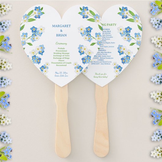 Forget-Me-Nots Blauw & Wit Trouwprogramma Handwaaier