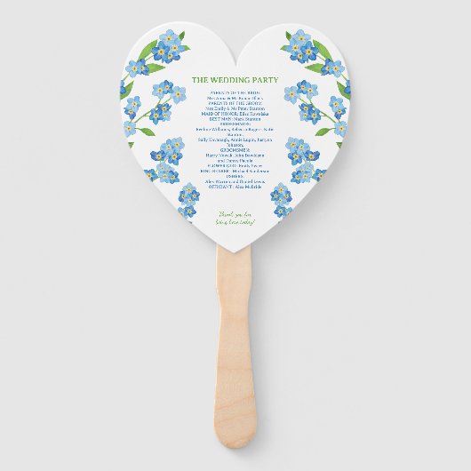 Forget-Me-Nots Blue Wildflower Wedding Program Handwaaier (Achterkant)