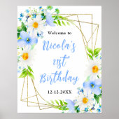 Forget-Me-Nots Daisies Birthday Welcome Poster (Voorkant)