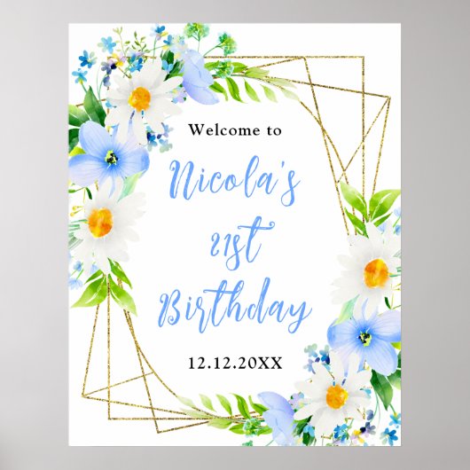 Forget-Me-Nots Daisies Birthday Welcome Poster (Voorkant)