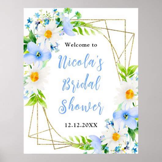 Forget-Me-Nots Daisies Bridal Shower Welcome Poster (Voorkant)