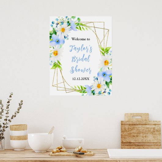Forget-Me-Nots Daisies Bridal Shower Welcome Sign Poster (Keuken)