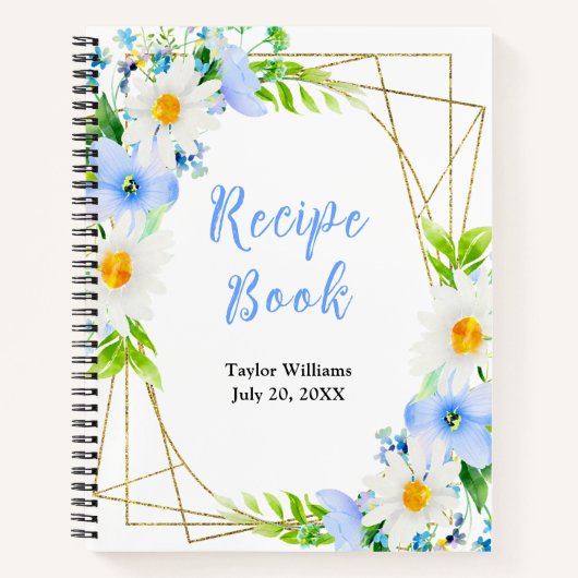 Forget-Me-Nots Daisies Floral Recipe Book Notitieboek (Voorkant)