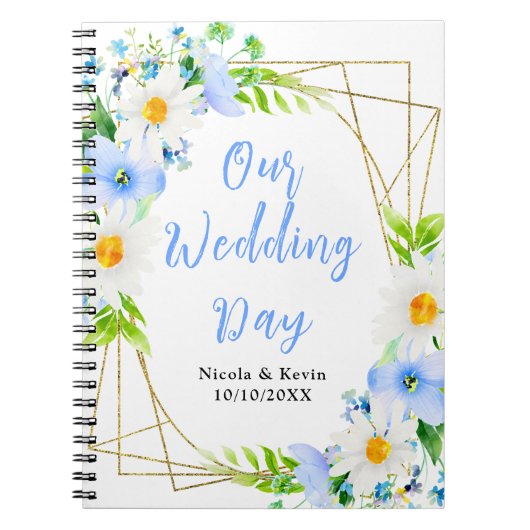 Forget-Me-Nots Daisies Floral Wedding Planner Notitieboek (Voorkant)