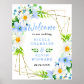 Forget-Me-Nots Daisies Floral Wedding Welcome Sign Poster (Voorkant)