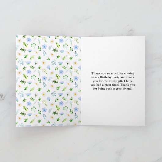 Forget-Me-Nots en Daisies Bloemen Verjaardagsfeest Bedankkaart (Binnen)